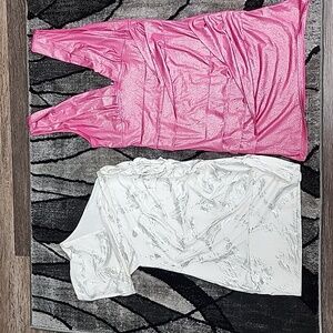 2ct early 2000s mini dresses 1 PINK mini dress,1 White one sleeve mini dress